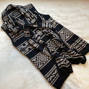 Cable & Gauge Boho Southwest Sleeveless Waterfall Open Cardigan Vest Medium